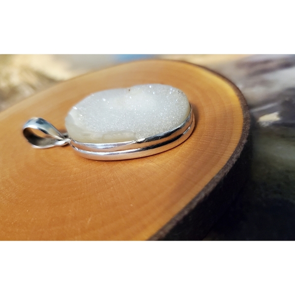 Sterling Silver 925 Large Druzy Pendant - Picture 7 of 7